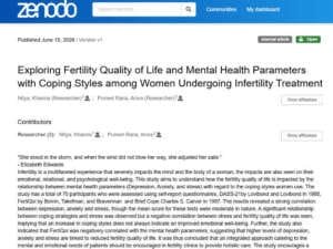 Exploring Fertility Quality of Life and Mental Health Parameters